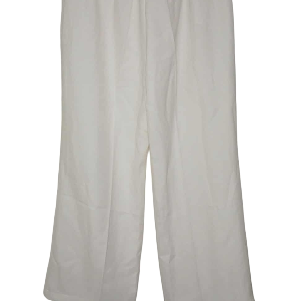 Elegant White Wide Leg Women's Pants - Picture 3 of 4